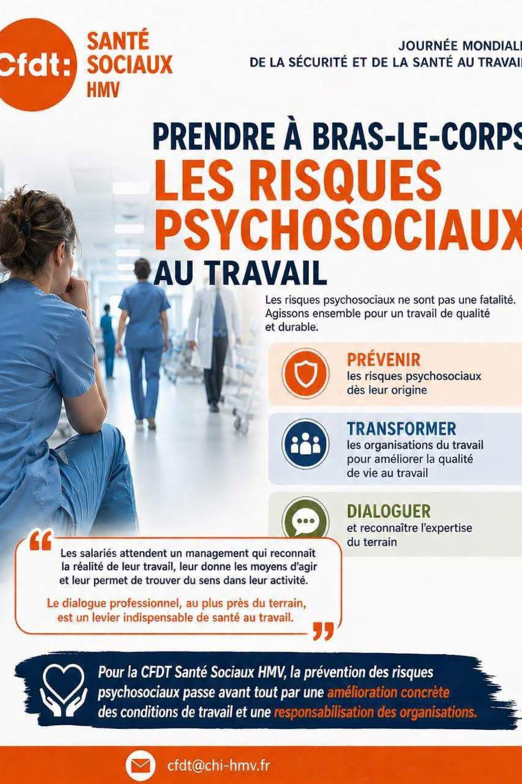 Journée mondiale de la sécurité et de la santé au travail : les risques psychosociaux, ça suffit !
