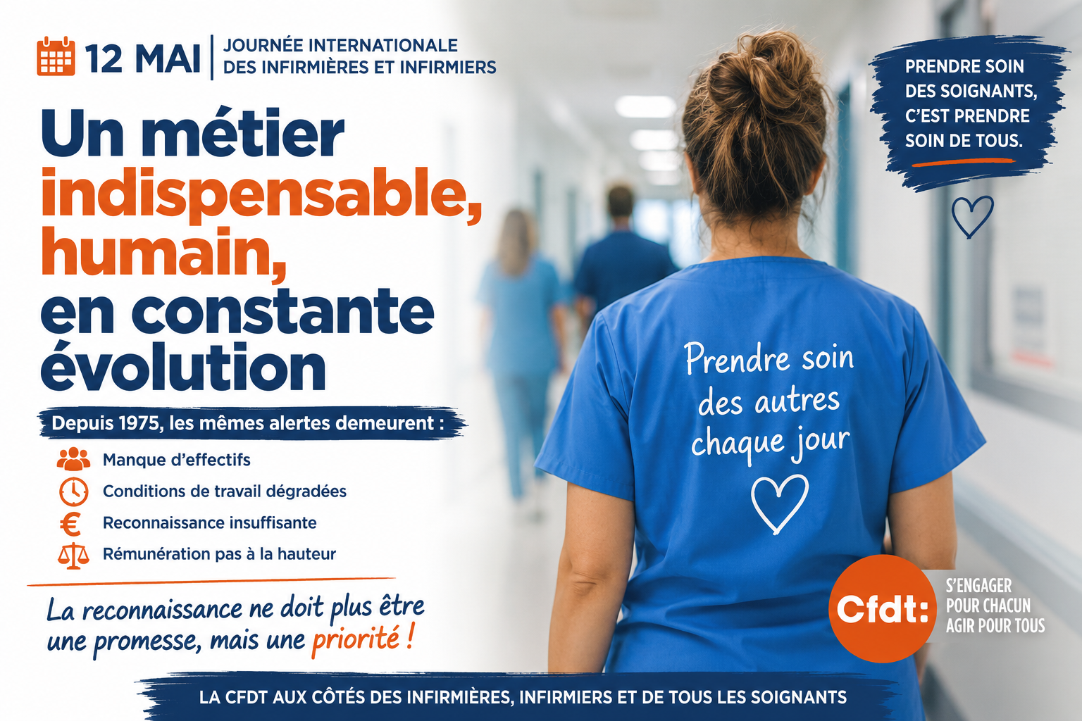 12 mai : infirmières et infirmiers, un métier indispensable qui mérite enfin la reconnaissance